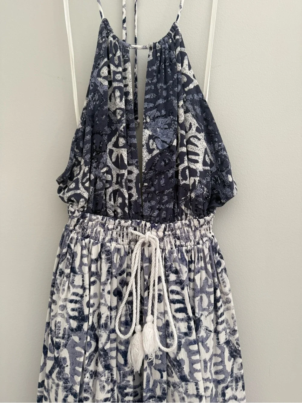 Free People Blue and White Halter Summer Dress - Picture 4 of 5